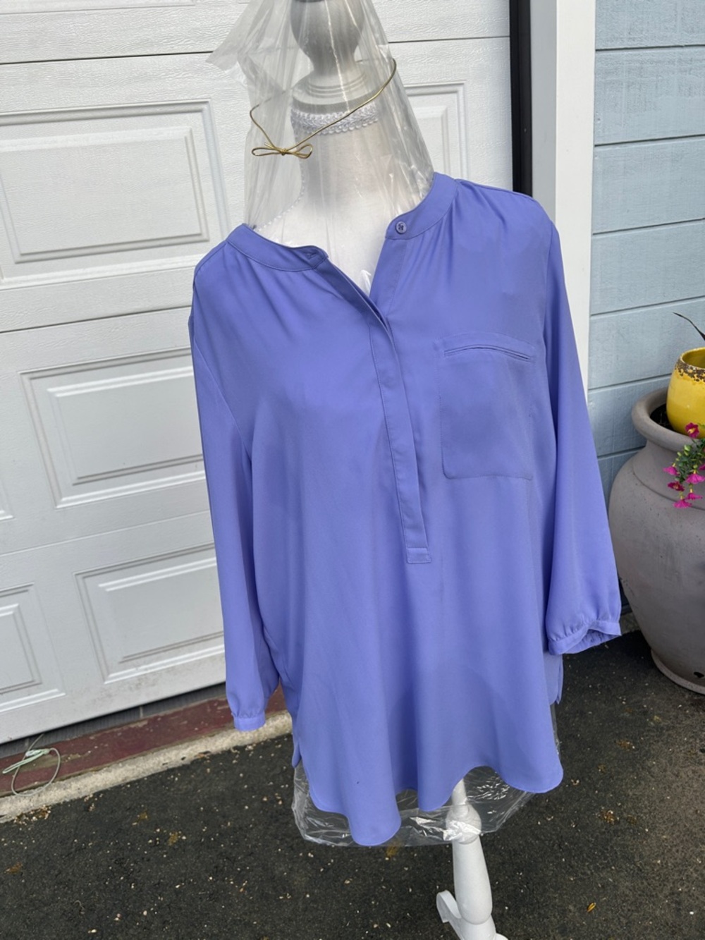 Relaxed Split-Neck Tunic in Periwinkle